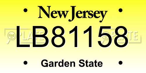 LB81158 New Jersey License Plate