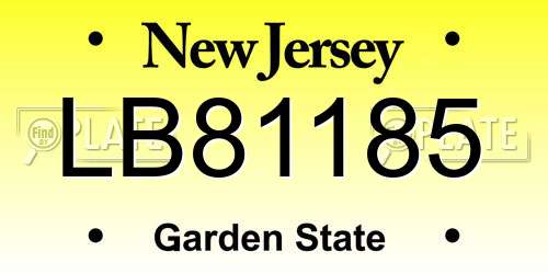 LB81185 New Jersey License Plate