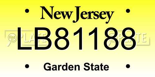 LB81188 New Jersey License Plate