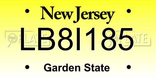 LB8I185 New Jersey License Plate