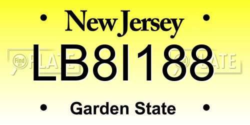 LB8I188 New Jersey License Plate