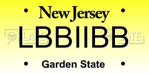 LBBIIBB New Jersey License Plate