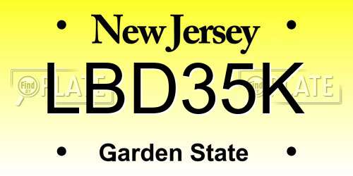 LBD35K New Jersey License Plate