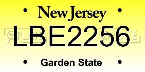 LBE2256 New Jersey License Plate