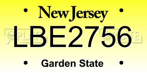 LBE2756 New Jersey License Plate