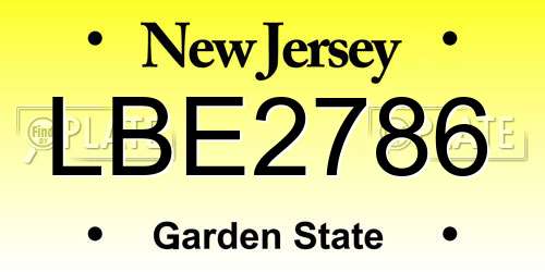 LBE2786 New Jersey License Plate