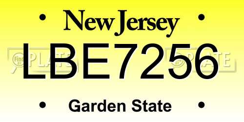 LBE7256 New Jersey License Plate