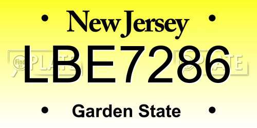 LBE7286 New Jersey License Plate