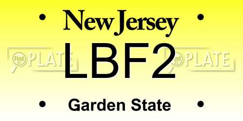 LBF2 New Jersey License Plate