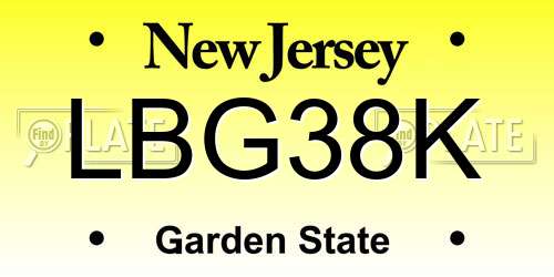 LBG38K New Jersey License Plate
