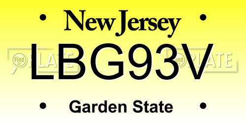LBG93V New Jersey License Plate