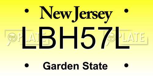 LBH57L New Jersey License Plate