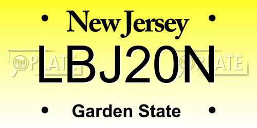 LBJ20N New Jersey License Plate