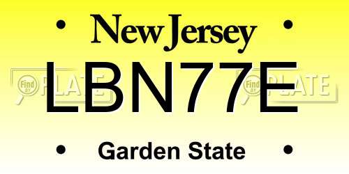 LBN77E New Jersey License Plate