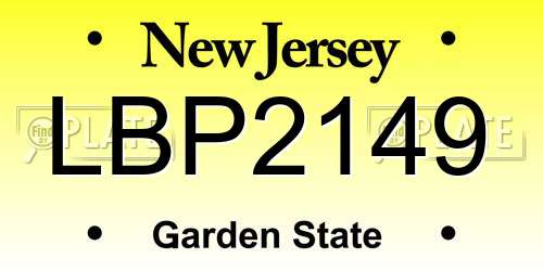 LBP2149 New Jersey License Plate