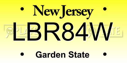 LBR84W New Jersey License Plate
