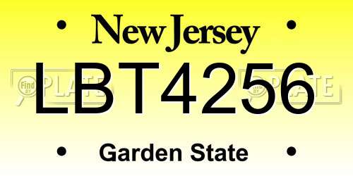 LBT4256 New Jersey License Plate