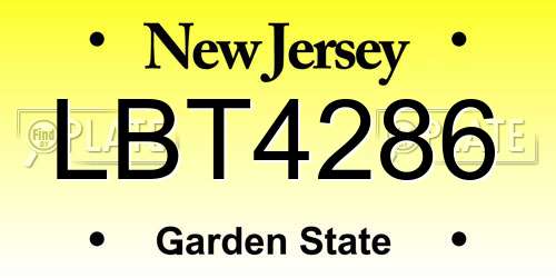 LBT4286 New Jersey License Plate