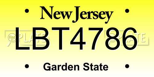 LBT4786 New Jersey License Plate
