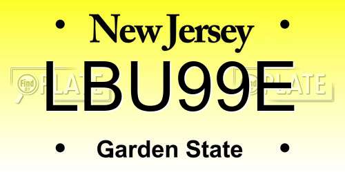 LBU99E New Jersey License Plate