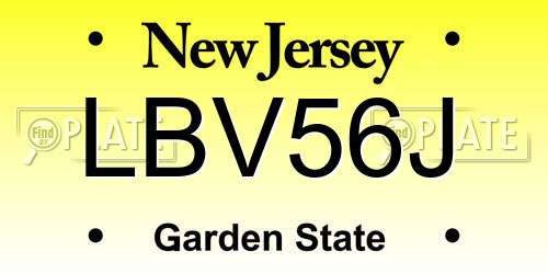 LBV56J New Jersey License Plate