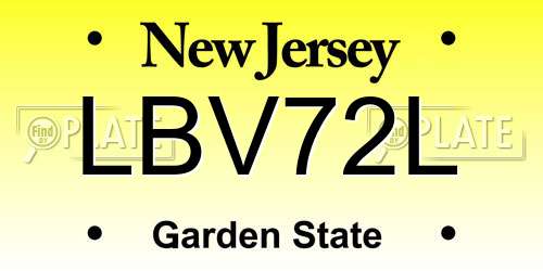 LBV72L New Jersey License Plate