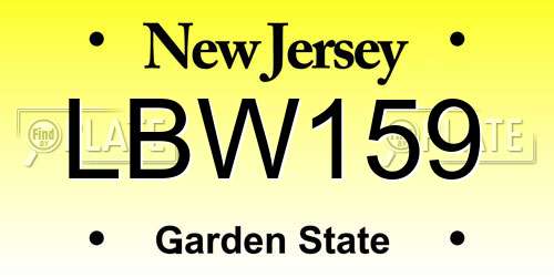 LBW159 New Jersey License Plate