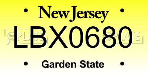 LBX0680 New Jersey License Plate