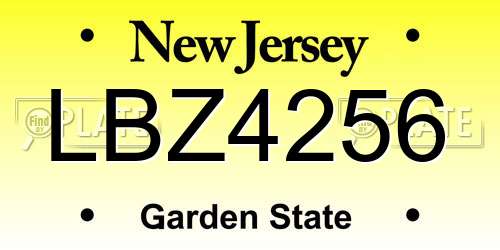 LBZ4256 New Jersey License Plate