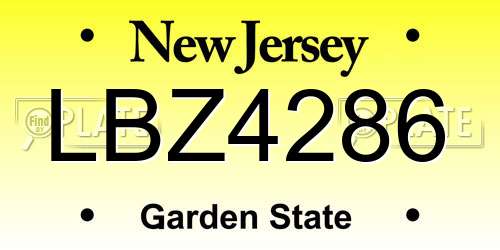LBZ4286 New Jersey License Plate