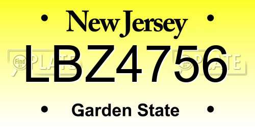 LBZ4756 New Jersey License Plate