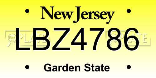 LBZ4786 New Jersey License Plate
