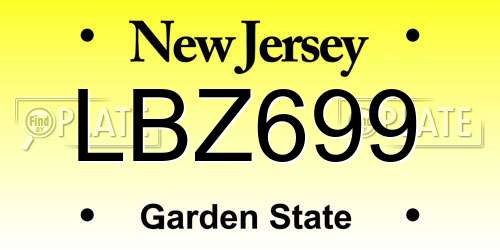 LBZ699 New Jersey License Plate