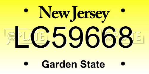 LC59668 New Jersey License Plate
