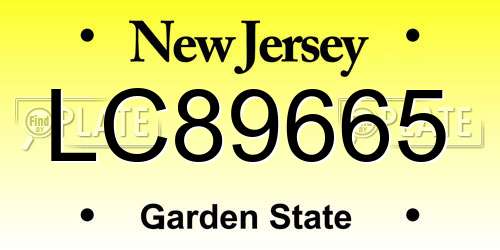 LC89665 New Jersey License Plate