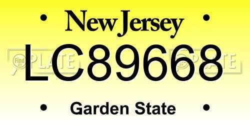 LC89668 New Jersey License Plate