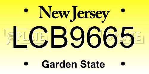 LCB9665 New Jersey License Plate