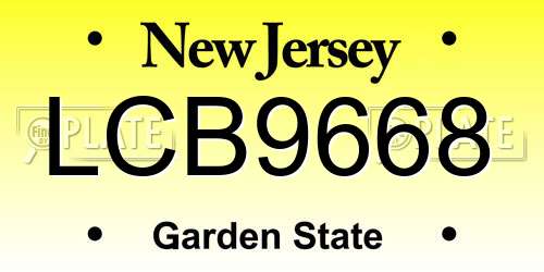 LCB9668 New Jersey License Plate
