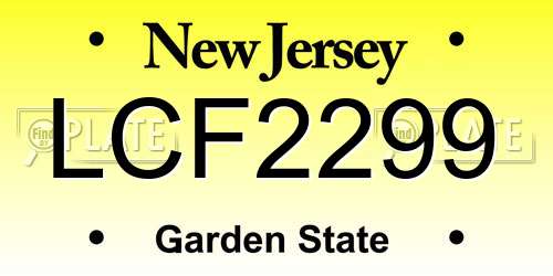 LCF2299 New Jersey License Plate