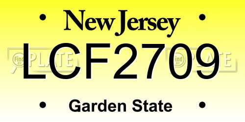 LCF2709 New Jersey License Plate