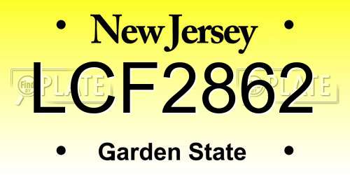 LCF2862 New Jersey License Plate