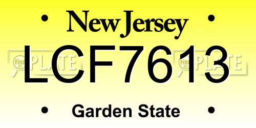 LCF7613 New Jersey License Plate