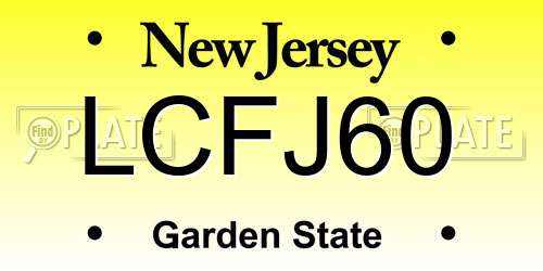 LCFJ60 New Jersey License Plate