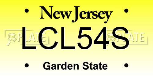 LCL54S New Jersey License Plate
