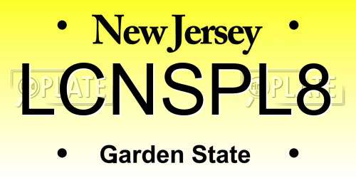 LCNSPL8 New Jersey License Plate