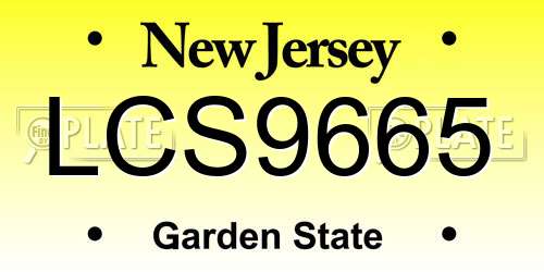 LCS9665 New Jersey License Plate