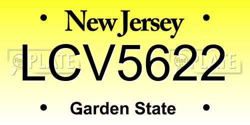 LCV5622 New Jersey License Plate