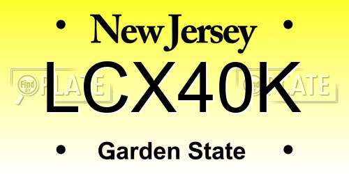 LCX40K New Jersey License Plate