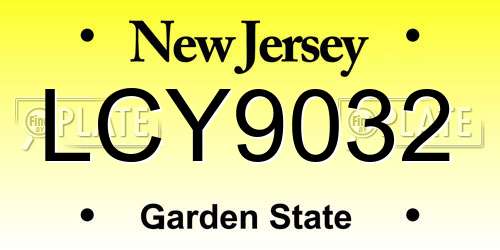 LCY9032 New Jersey License Plate