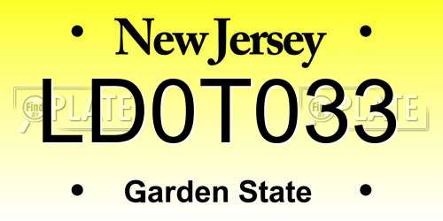 LD0T033 New Jersey License Plate